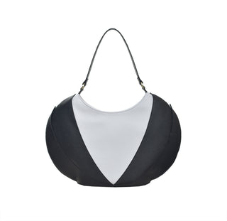 Etherea Leather Hobo Bag Black and White